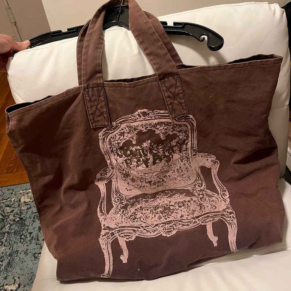 Vintage Juice Couture Brown Tote Bag with Pink Throne Design